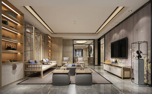 现代简约高级感新中式复古风客厅