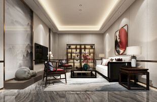 现代简约高级感新中式复古风客厅