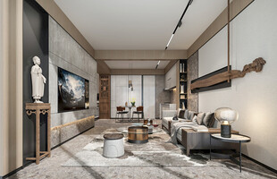 现代简约高级感新中式复古风客厅