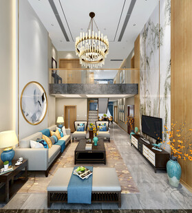 现代简约高级感新中式复古风客厅