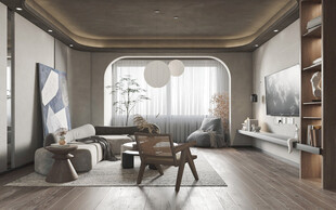 现代简约侘寂宅新中式复古风客厅