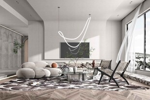 现代简约侘寂宅新中式复古风客厅