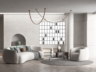 现代简约侘寂宅新中式复古风客厅