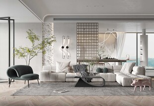 现代简约侘寂宅新中式复古风客厅