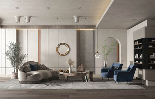 现代简约侘寂宅新中式复古风客厅