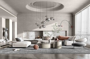 现代简约侘寂宅新中式复古风客厅