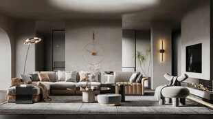 现代简约侘寂宅新中式复古风客厅