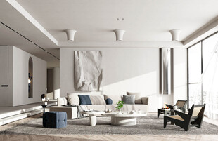 现代简约侘寂宅新中式复古风客厅