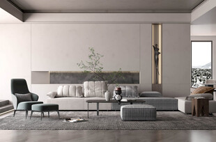 现代简约侘寂宅新中式复古风客厅