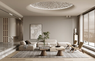 现代简约侘寂宅新中式复古风客厅