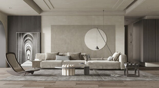 现代简约侘寂宅新中式复古风客厅