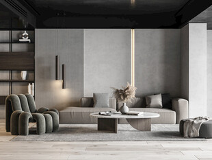 现代简约侘寂宅新中式复古风客厅