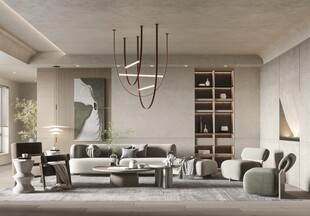 现代简约侘寂宅新中式复古风客厅