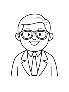 矢量人物线条简笔画开心职场男人