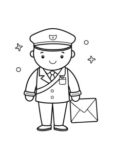 矢量人物线条简笔邮递员