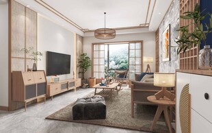 日式家居北欧室内装修原木风客厅