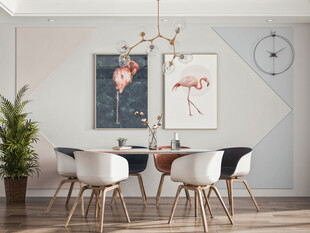 日式家居北欧圆桌装修餐边柜餐厅