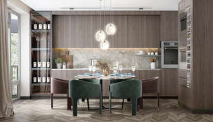 日式家居北欧圆桌装修原木风餐厅