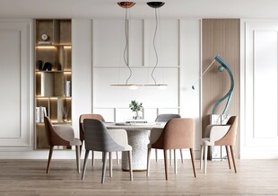 日式家居北欧圆桌装修原木风餐厅