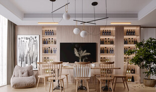 日式家居北欧圆桌装修原木风餐厅