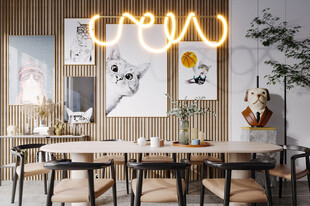 日式家居北欧圆桌装修原木风餐厅