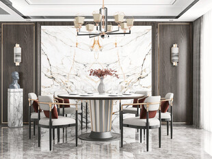 新中式家居装修复古风餐厅餐边柜