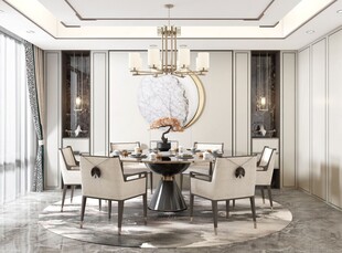 新中式家居装修复古风餐厅餐边柜