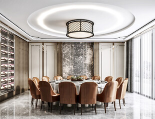 新中式家居装修复古风餐厅餐边柜