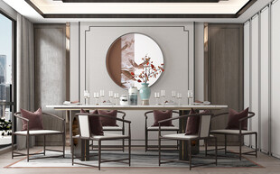 新中式家居装修复古风餐厅餐边柜