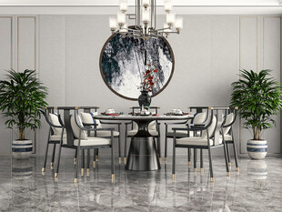 新中式家居装修复古风餐厅餐边柜