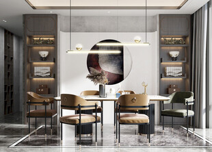 新中式家居装修复古风餐厅餐边柜