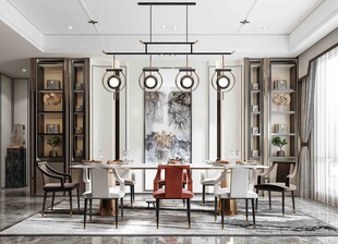 新中式家居装修复古风餐厅餐边柜