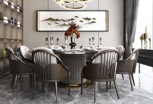 新中式家居装修复古风餐厅餐边柜