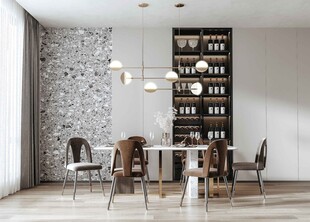 现代简约极简风格餐厅圆桌餐边柜