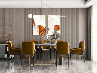 现代简约极简风格餐厅圆桌餐边柜