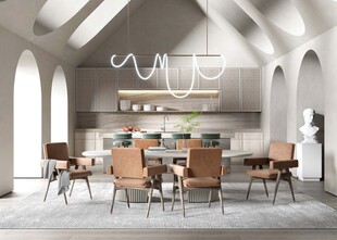 现代简约极简风格餐厅圆桌餐边柜