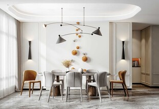 现代简约极简风格餐厅圆桌餐边柜