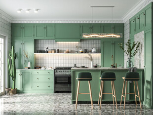 北欧厨房家居装修餐厅圆桌餐边柜