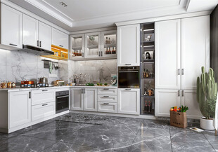 北欧厨房家居装修餐厅圆桌餐边柜