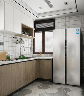 欧美厨房家居装修餐厅圆桌餐边柜