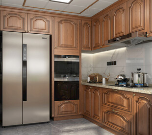 欧美厨房家居装修餐厅圆桌餐边柜