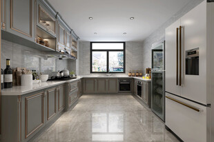 欧美厨房家居装修餐厅圆桌餐边柜