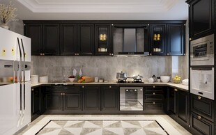 欧美厨房家居装修餐厅圆桌餐边柜