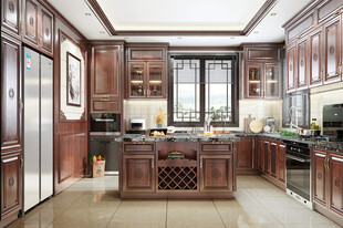 新中式厨房家装修餐厅复古餐边柜