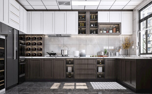 现代简约极简风高级感厨房餐厅柜