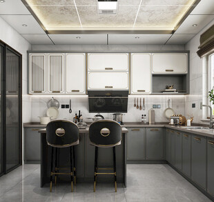 现代简约极简风高级感厨房餐厅柜