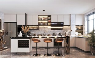 现代简约极简风高级感厨房餐厅柜