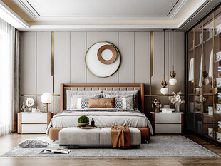 柜子硬装设计装修饰卧室软装现代