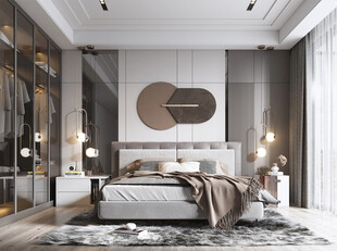 柜子硬装设计装修饰卧室软装现代