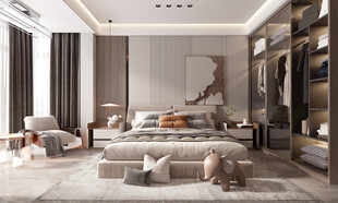 柜子硬装设计装修饰卧室软装现代